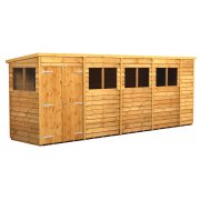 Power 18x4 Pent Garden Shed Overlap - Double Door